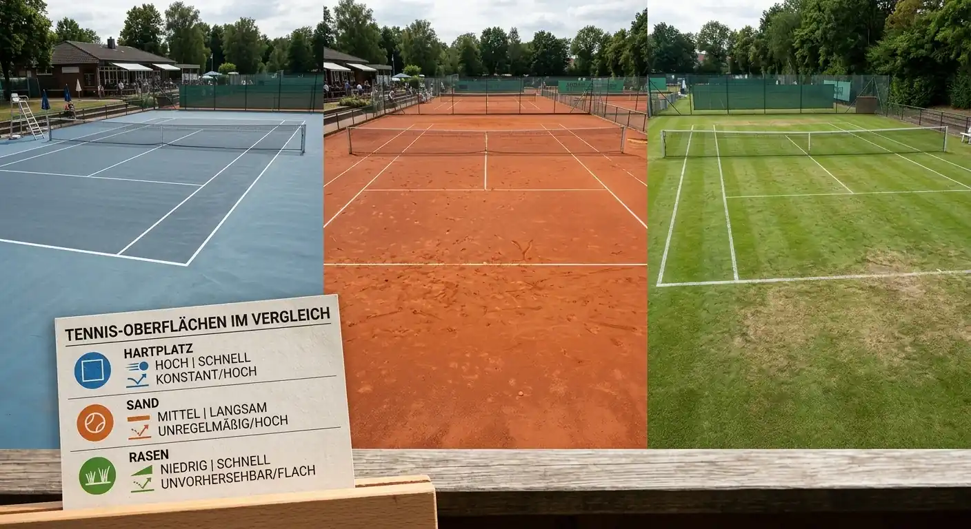 Belaganalyse für Tennis Kombiwetten -- Hartplatz Sand und Rasen im Vergleich der Vorhersagbarkeit und Upset-Rate für Mehrfachwetten